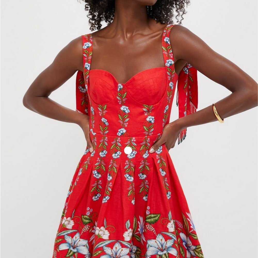 FARM Rio Red Floral Mini Dress - Picture 3 of 13